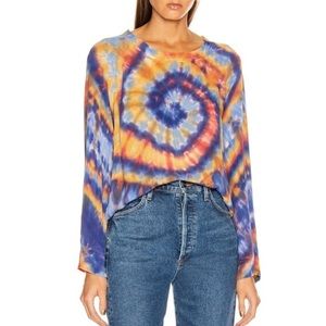Raquel Allegra - Rainbow Tie Dye Raglan Blouse - Silk - 1/S